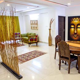 Living Room: Living room decorated in classical style with a touch of Asian at Concord Gachibowli Serviced Apartment