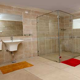 Bathroom: Spacious and spotlessly clean bathroom fitted with expensive sanitary wares at Concord Valley View Serviced Apartment