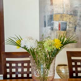 Crystal Vase: Expensive crystal vase with fresh flowers at Concord Casablanca Serviced Apartment