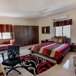 Bed Room: Bedroom with a large and comfortable bed covered in exquisite linen at Concord Casablanca Serviced Apartment